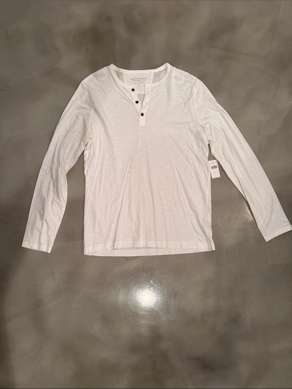 Banana Republic White Long Sleeve Henley Shirt